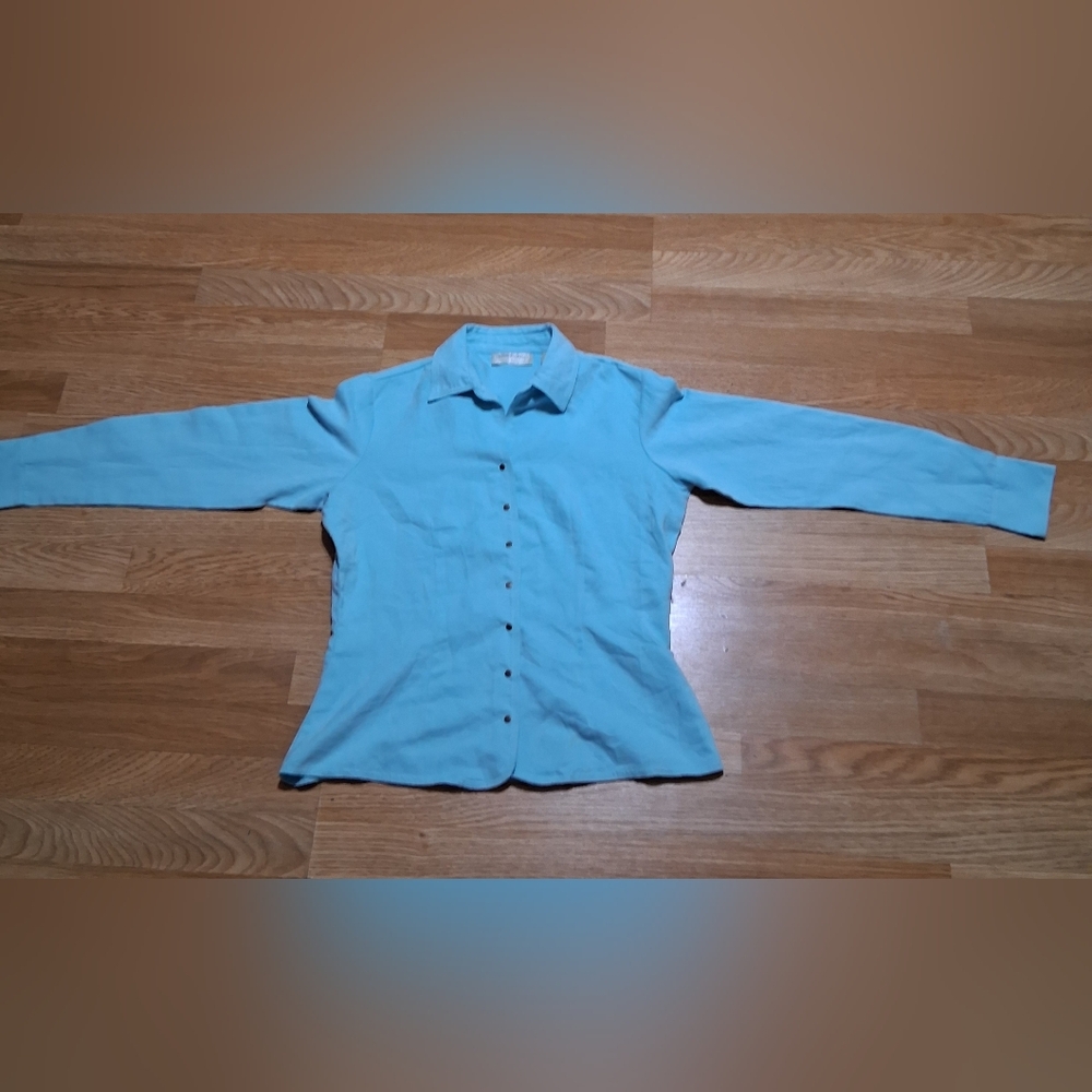 Light Blue Button Up Lemon Grass  Shirt Sz. S